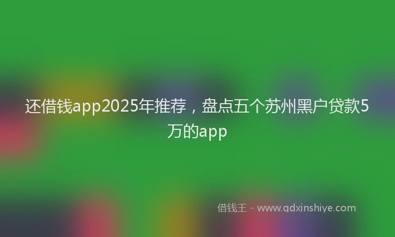 还借钱app2025年推荐，盘点五个苏州黑户贷款5万的app
