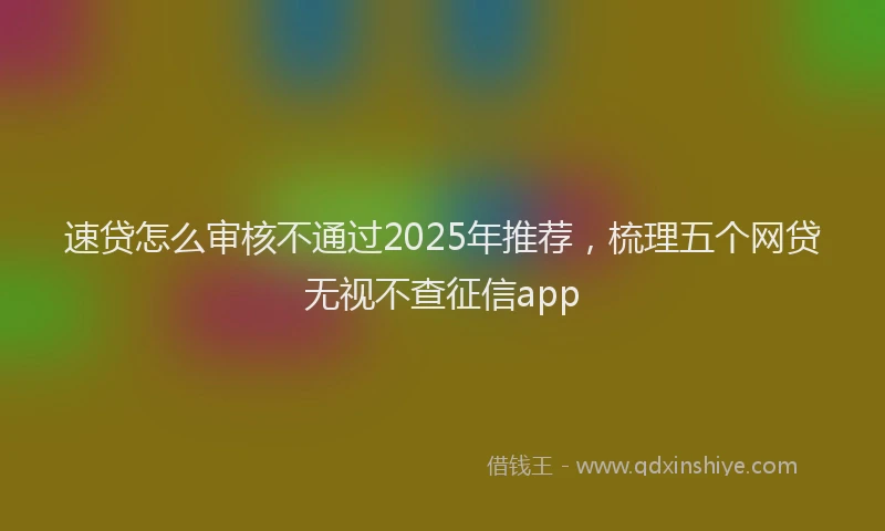 速贷怎么审核不通过2025年推荐，梳理五个网贷无视不查征信app