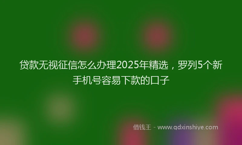 贷款无视征信怎么办理2025年精选，罗列5个新手机号容易下款的口子