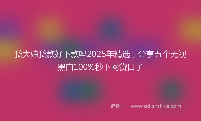 贷大婶贷款好下款吗2025年精选，分享五个无视黑白100%秒下网贷口子
