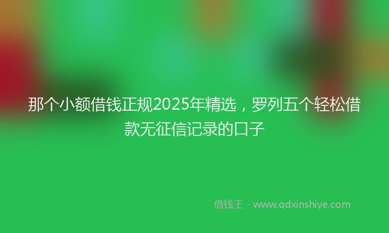 那个小额借钱正规2025年精选，罗列五个轻松借款无征信记录的口子