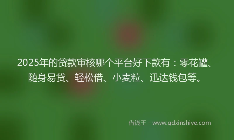2025年的贷款审核哪个平台好下款有：零花罐、随身易贷、轻松借、小麦粒、迅达钱包等。