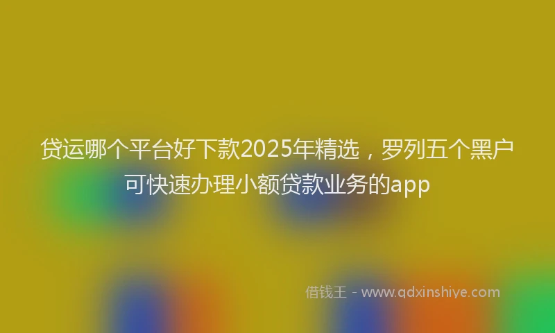 贷运哪个平台好下款2025年精选，罗列五个黑户可快速办理小额贷款业务的app