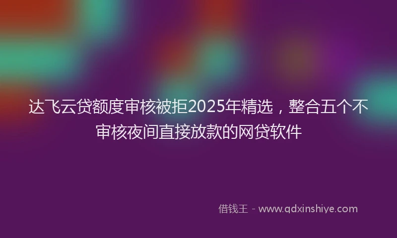 达飞云贷额度审核被拒2025年精选，整合五个不审核夜间直接放款的网贷软件