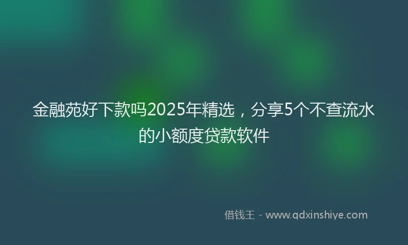 金融苑好下款吗2025年精选，分享5个不查流水的小额度贷款软件