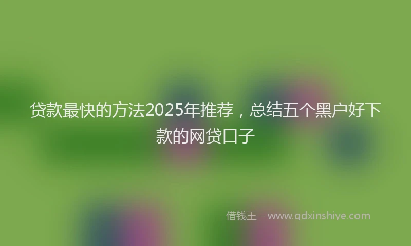 贷款最快的方法2025年推荐，总结五个黑户好下款的网贷口子