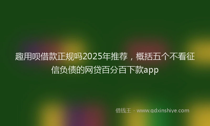 趣用呗借款正规吗2025年推荐，概括五个不看征信负债的网贷百分百下款app