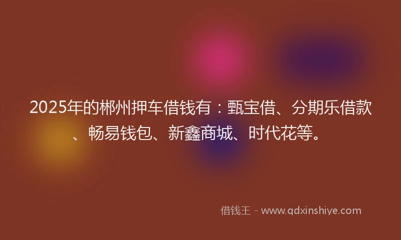 2025年的郴州押车借钱有：甄宝借、分期乐借款、畅易钱包、新鑫商城、时代花等。