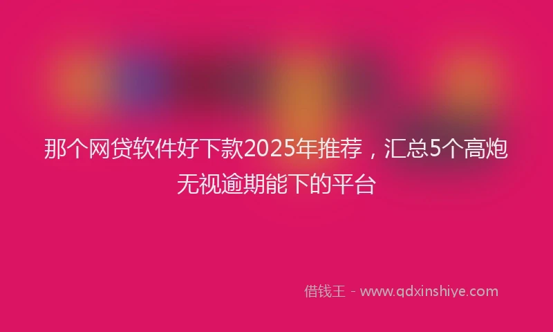 那个网贷软件好下款2025年推荐，汇总5个高炮无视逾期能下的平台
