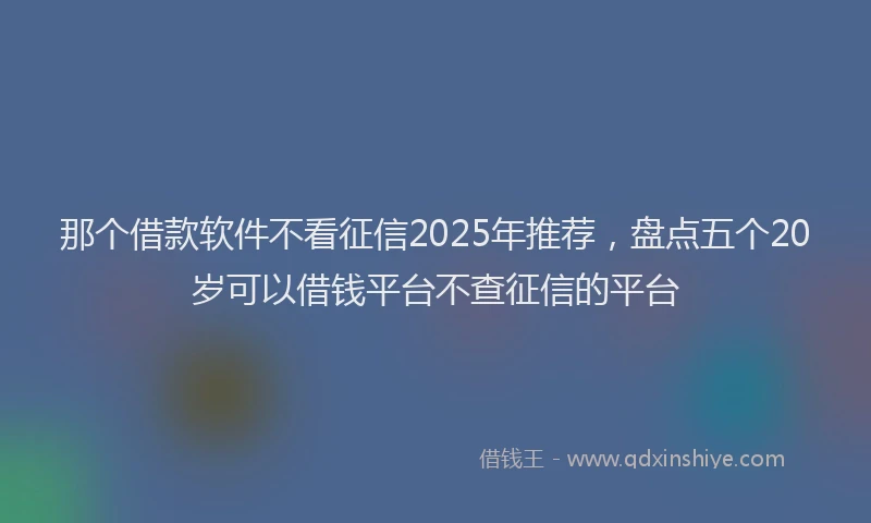 那个借款软件不看征信2025年推荐，盘点五个20岁可以借钱平台不查征信的平台