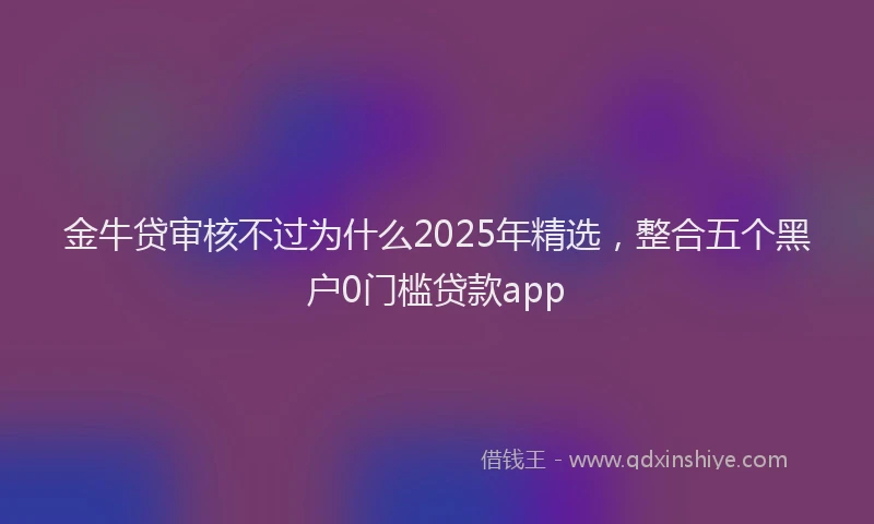 金牛贷审核不过为什么2025年精选，整合五个黑户0门槛贷款app