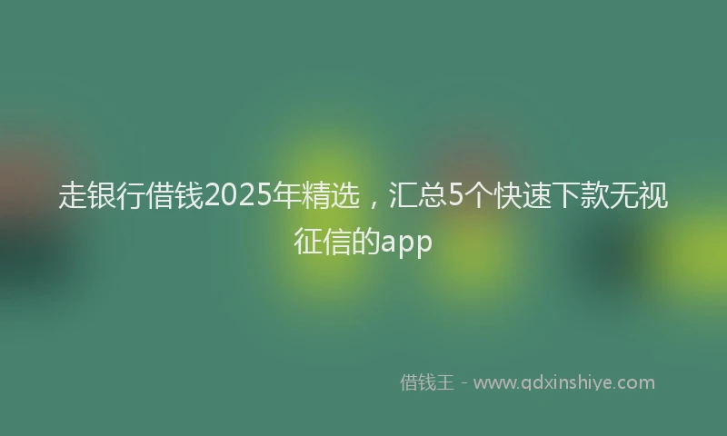 走银行借钱2025年精选，汇总5个快速下款无视征信的app