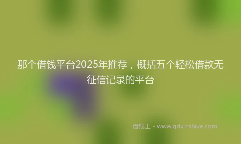 那个借钱平台2025年推荐，概括五个轻松借款无征信记录的平台