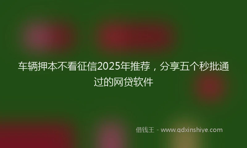 车辆押本不看征信2025年推荐，分享五个秒批通过的网贷软件