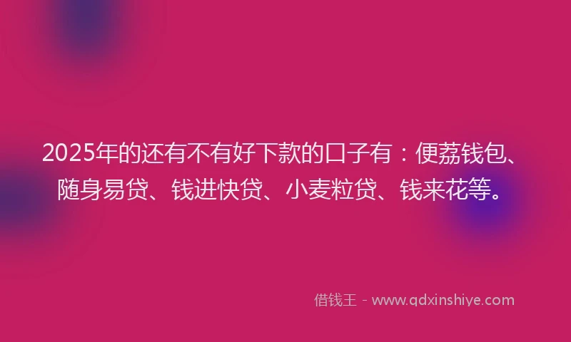 2025年的还有不有好下款的口子有：便荔钱包、随身易贷、钱进快贷、小麦粒贷、钱来花等。