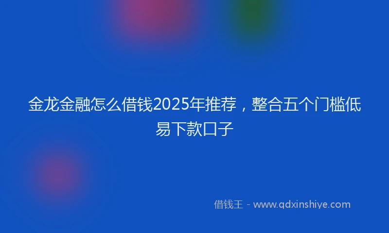 金龙金融怎么借钱2025年推荐，整合五个门槛低易下款口子
