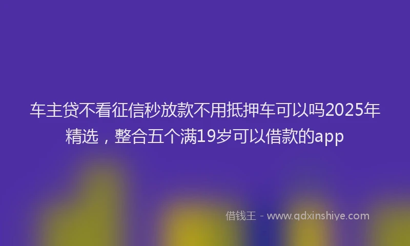 车主贷不看征信秒放款不用抵押车可以吗2025年精选，整合五个满19岁可以借款的app