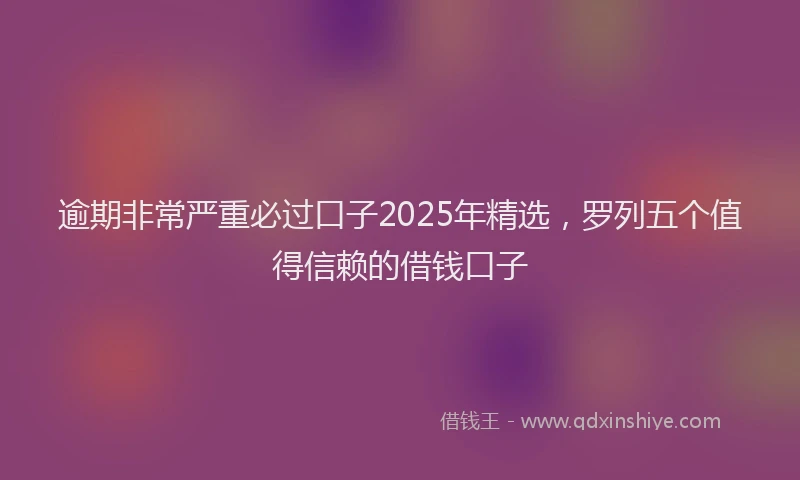 逾期非常严重必过口子2025年精选，罗列五个值得信赖的借钱口子