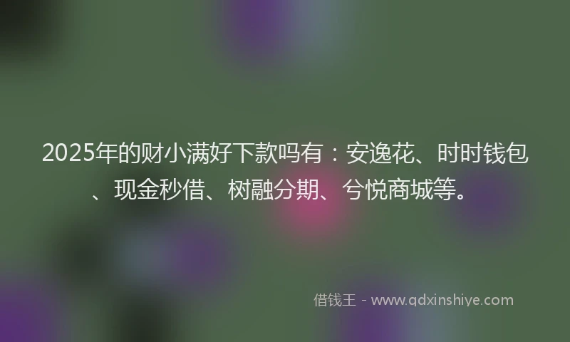 2025年的财小满好下款吗有：安逸花、时时钱包、现金秒借、树融分期、兮悦商城等。