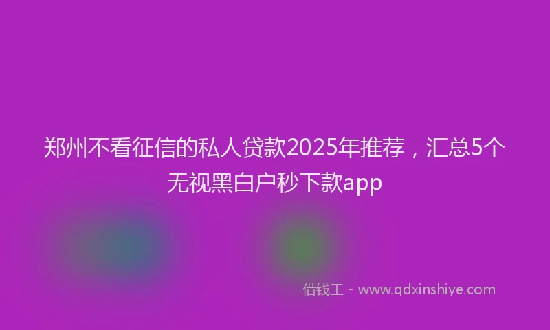 郑州不看征信的私人贷款2025年推荐，汇总5个无视黑白户秒下款app