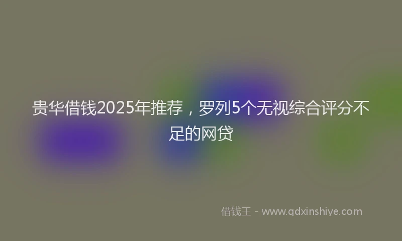 贵华借钱2025年推荐，罗列5个无视综合评分不足的网贷