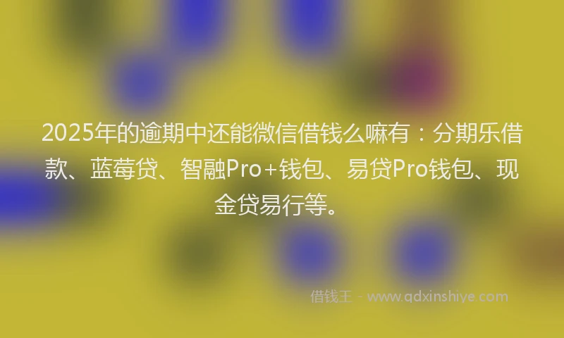 2025年的逾期中还能微信借钱么嘛有：分期乐借款、蓝莓贷、智融Pro+钱包、易贷Pro钱包、现金贷易行等。
