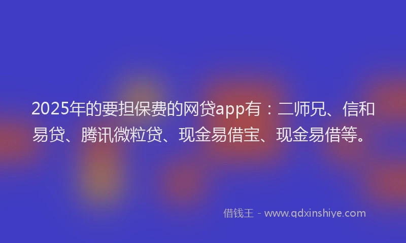 2025年的要担保费的网贷app有：二师兄、信和易贷、腾讯微粒贷、现金易借宝、现金易借等。