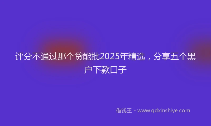 评分不通过那个贷能批2025年精选，分享五个黑户下款口子