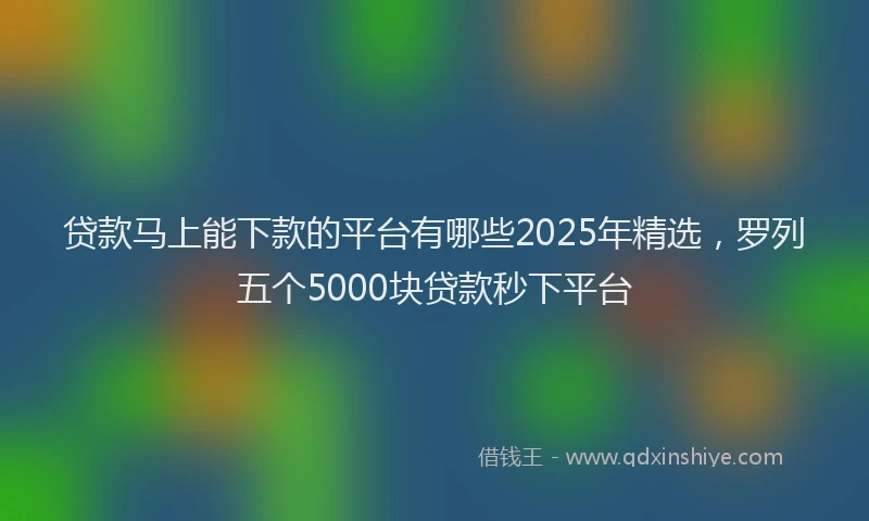 贷款马上能下款的平台有哪些2025年精选，罗列五个5000块贷款秒下平台