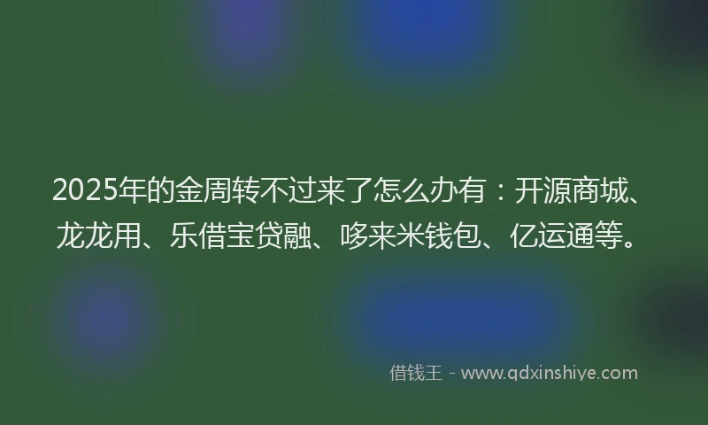 2025年的金周转不过来了怎么办有：开源商城、龙龙用、乐借宝贷融、哆来米钱包、亿运通等。