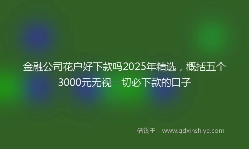 金融公司花户好下款吗2025年精选，概括五个3000元无视一切必下款的口子