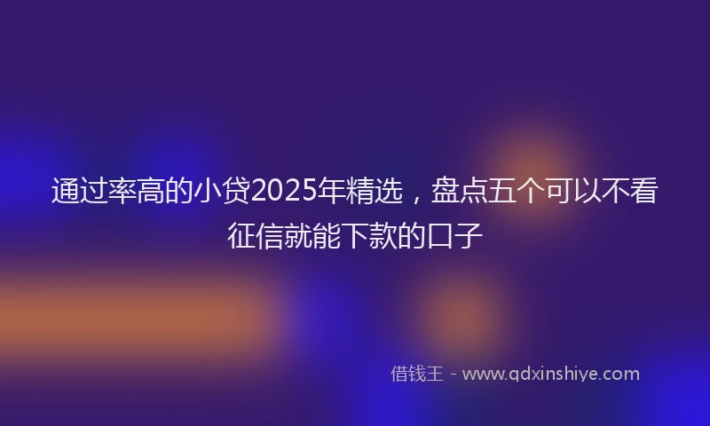 通过率高的小贷2025年精选，盘点五个可以不看征信就能下款的口子