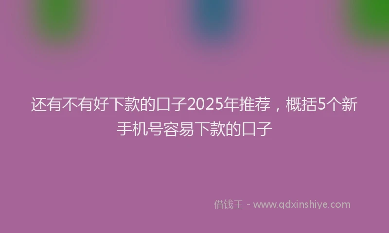 还有不有好下款的口子2025年推荐，概括5个新手机号容易下款的口子