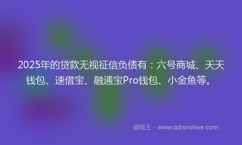 2025年的贷款无视征信负债有：六号商城、天天钱包、速借宝、融通宝Pro钱包、小金鱼等。