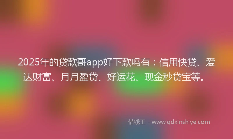 2025年的贷款哥app好下款吗有：信用快贷、爱达财富、月月盈贷、好运花、现金秒贷宝等。