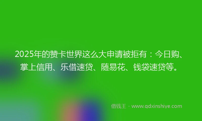 2025年的赞卡世界这么大申请被拒有：今日购、掌上信用、乐借速贷、随易花、钱袋速贷等。