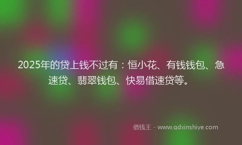 2025年的贷上钱不过有：恒小花、有钱钱包、急速贷、翡翠钱包、快易借速贷等。