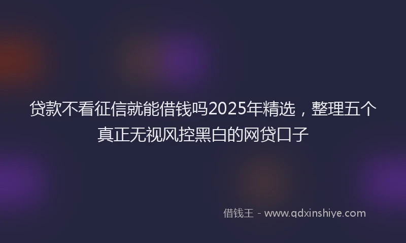 贷款不看征信就能借钱吗2025年精选，整理五个真正无视风控黑白的网贷口子