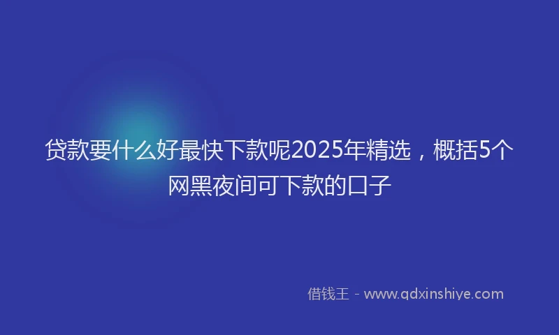 贷款要什么好最快下款呢2025年精选，概括5个网黑夜间可下款的口子