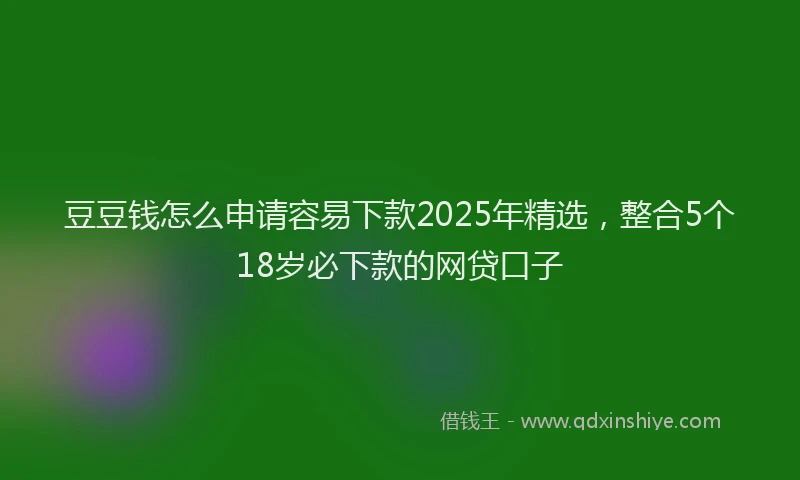 豆豆钱怎么申请容易下款2025年精选，整合5个18岁必下款的网贷口子