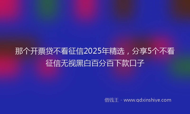 那个开票贷不看征信2025年精选，分享5个不看征信无视黑白百分百下款口子
