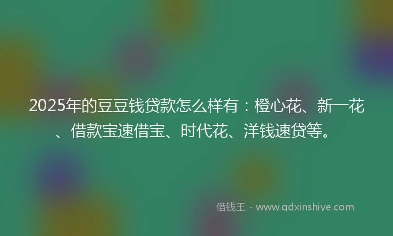 2025年的豆豆钱贷款怎么样有：橙心花、新一花、借款宝速借宝、时代花、洋钱速贷等。