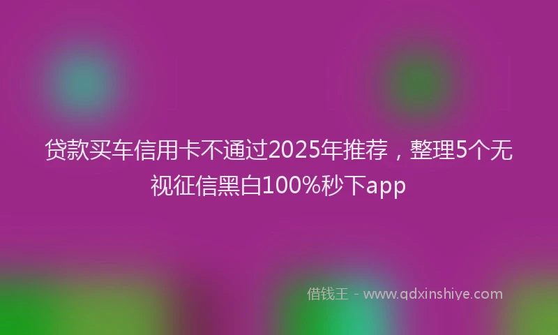 贷款买车信用卡不通过2025年推荐，整理5个无视征信黑白100%秒下app