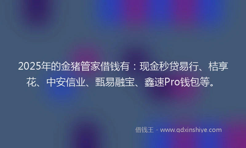2025年的金猪管家借钱有：现金秒贷易行、桔享花、中安信业、甄易融宝、鑫速Pro钱包等。