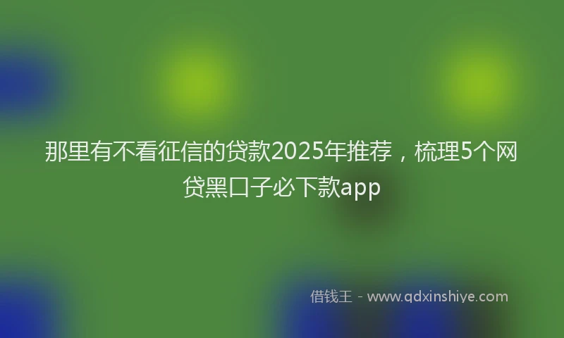 那里有不看征信的贷款2025年推荐，梳理5个网贷黑口子必下款app