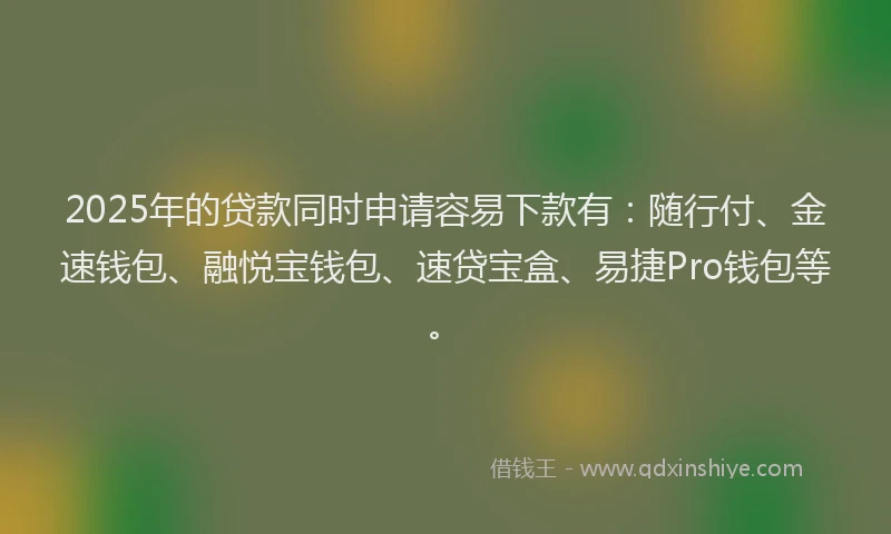 2025年的贷款同时申请容易下款有：随行付、金速钱包、融悦宝钱包、速贷宝盒、易捷Pro钱包等。