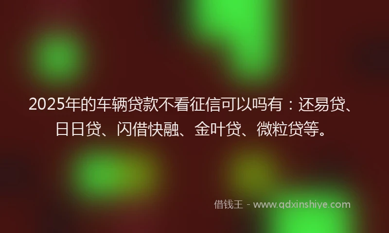 2025年的车辆贷款不看征信可以吗有：还易贷、日日贷、闪借快融、金叶贷、微粒贷等。