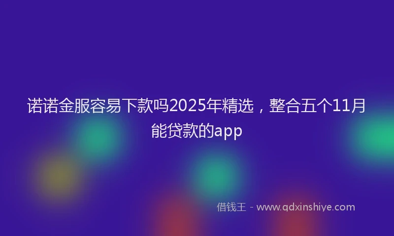 诺诺金服容易下款吗2025年精选，整合五个11月能贷款的app
