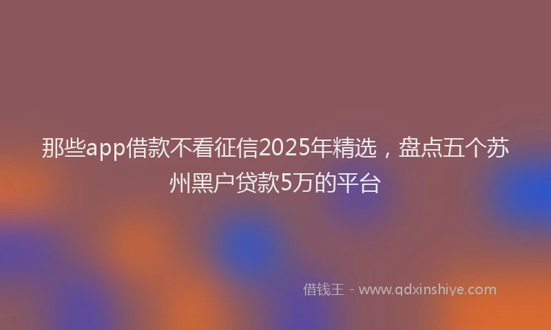 那些app借款不看征信2025年精选，盘点五个苏州黑户贷款5万的平台