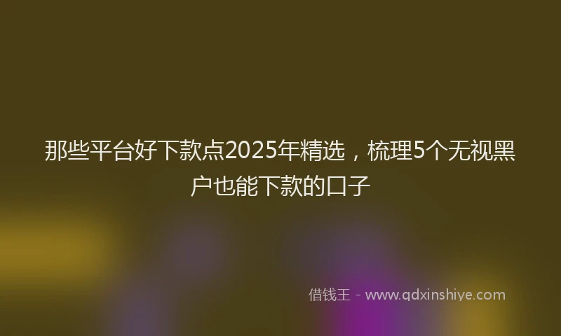 那些平台好下款点2025年精选，梳理5个无视黑户也能下款的口子